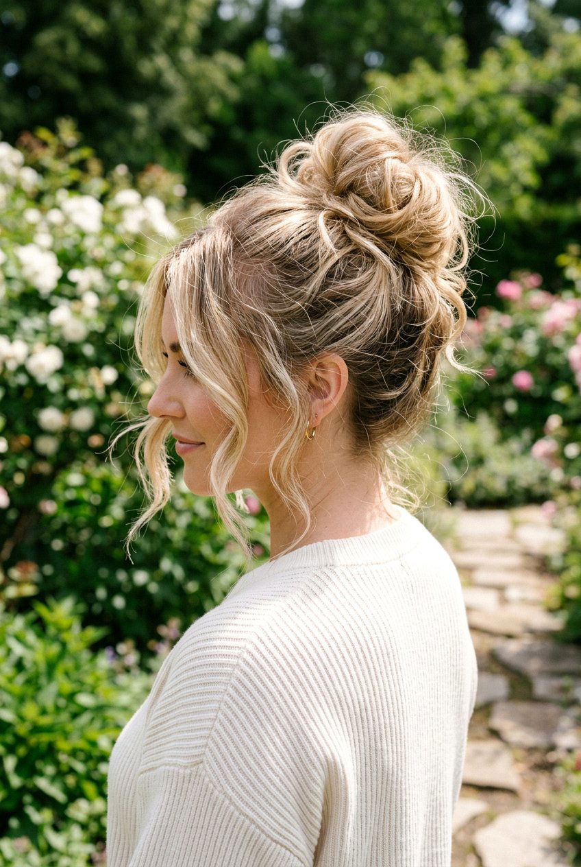 Messy bun - 20 quick no heat hairstyle for mornings - 20 quick no heat hairstyle for mornings