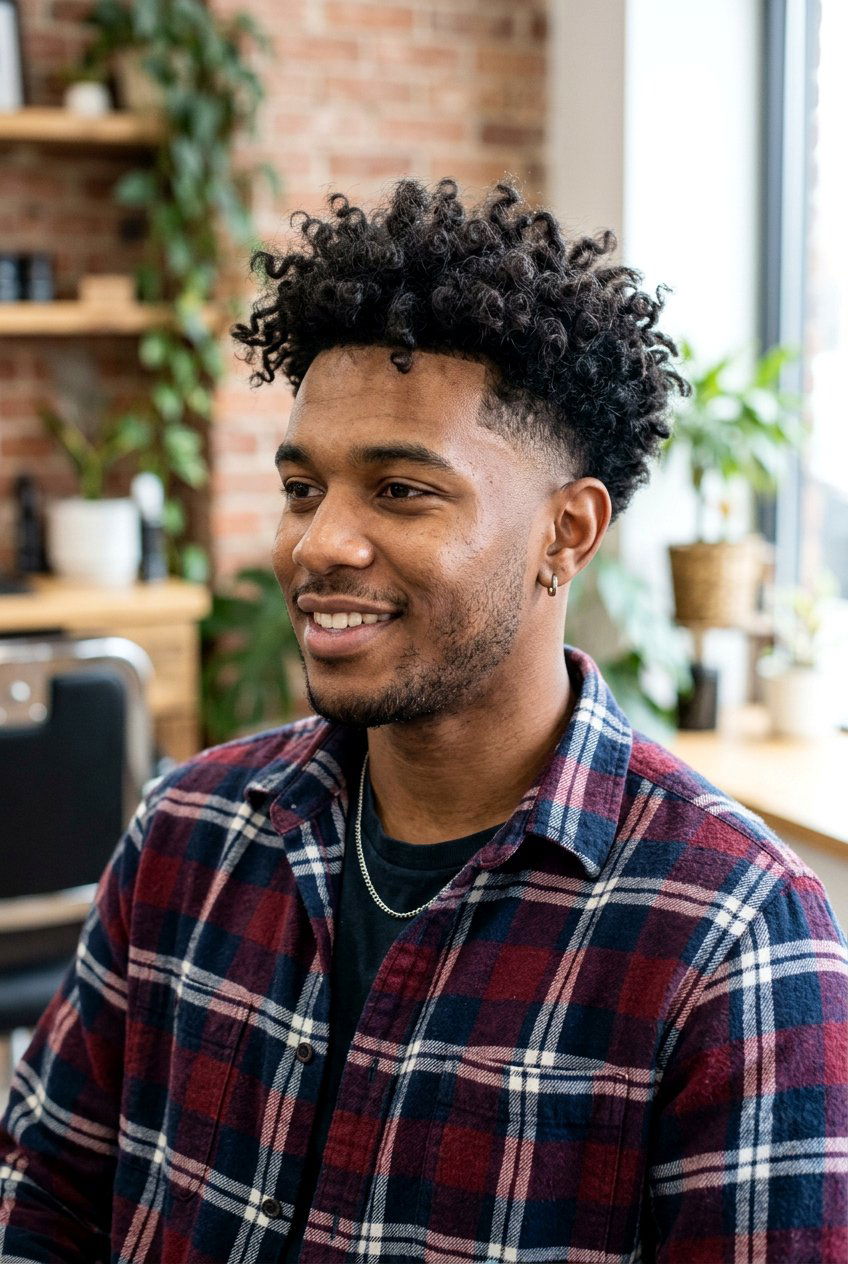 Messy curly taper fade - 20 curly taper fade for men - 20 curly taper fade for men