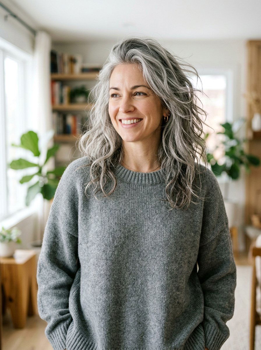 Messy gray layers - 20 shoulder length gray layered haircut - 20 shoulder length gray layered haircut