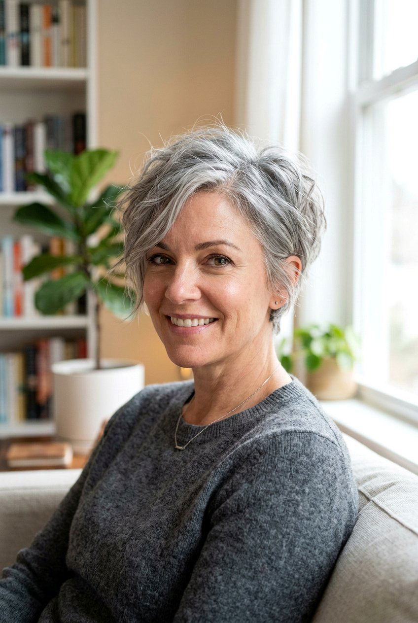 Messy gray pixie - 20 short gray hairstyles - 20 short gray hairstyles