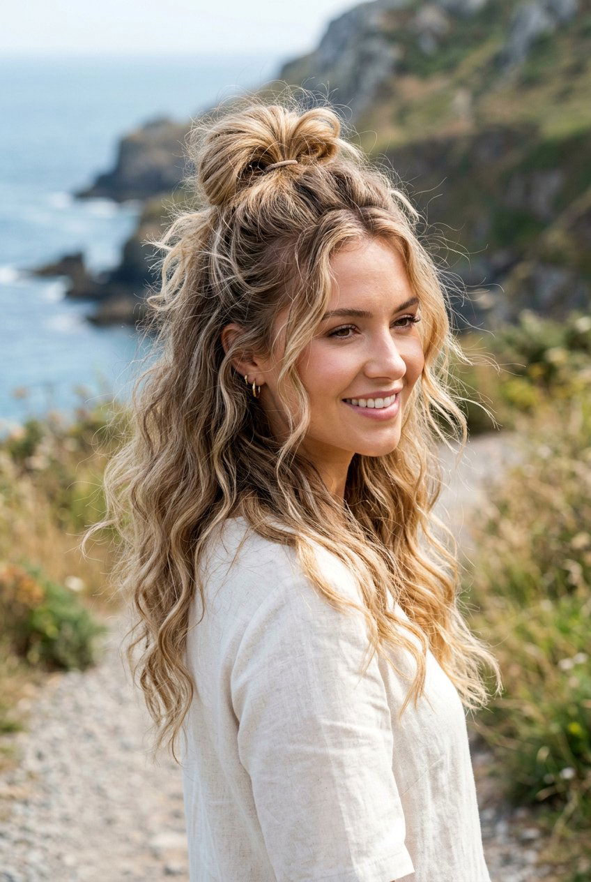 Messy half up half down - 20 half up half down wedding hairstyles - 20 half up half down wedding hairstyles