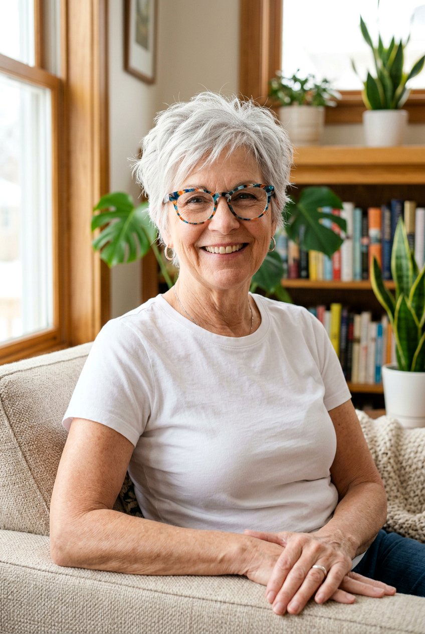 Messy pixie cut - 20 hairstyles for women with glasses over 60 - 20 hairstyles for women with glasses over 60