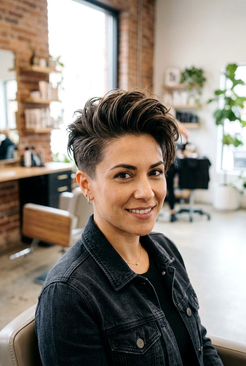 Messy pompadour haircut - 20 edgy short haircuts for women - 20 edgy short haircuts for women