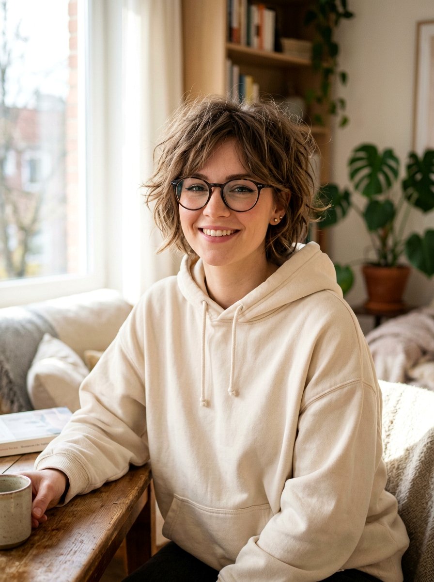 Messy short layered cut - 20 short layered cut for women with glasses - 20 short layered cut for women with glasses