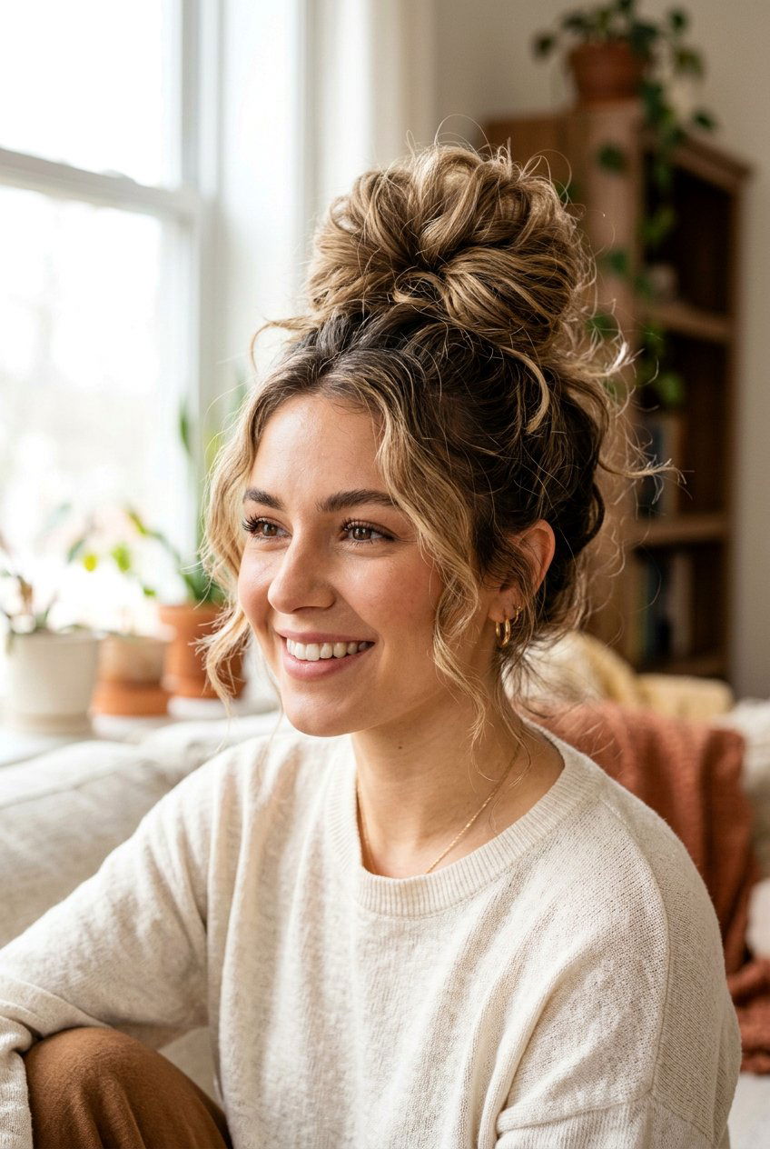 Messy top knot - 20 prom updo hairstyles - 20 prom updo hairstyles