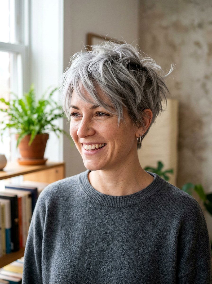 Messy wispy pixie for casual wear - 20 wispy pixie haircut for older women - 20 wispy pixie haircut for older women