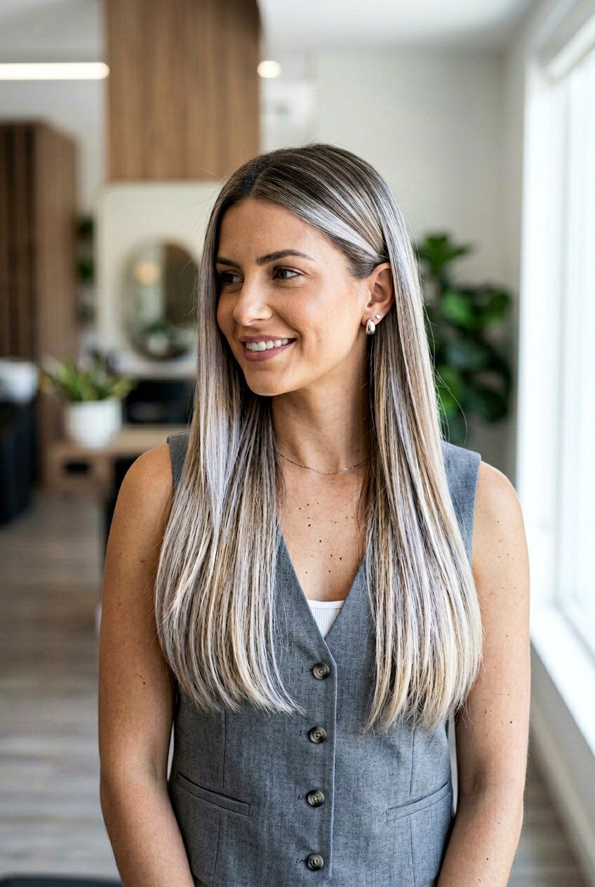 Metallic Blonde Balayage - 20 soft gray blonde balayage - 20 soft gray blonde balayage