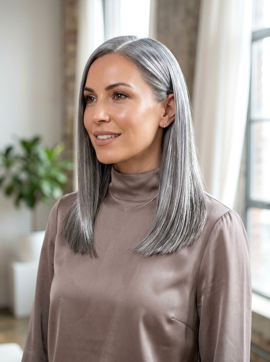 Metallic Chrome Silver Gray Hair - 20 trendy silver gray hair color 2026 - 20 trendy silver gray hair color 2026