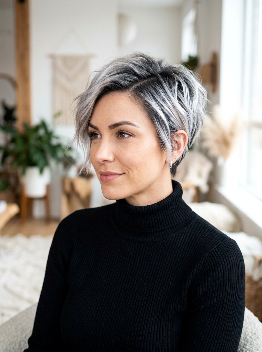 Metallic Gray Blonde Balayage Short Hair - 20 rooted gray blonde balayage - 20 rooted gray blonde balayage