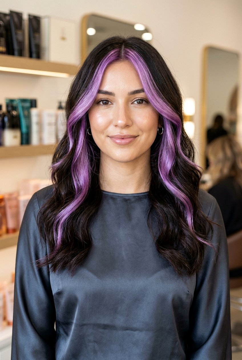 20 Stunning Lilac Money Piece On Dark Hair Looks To Try
