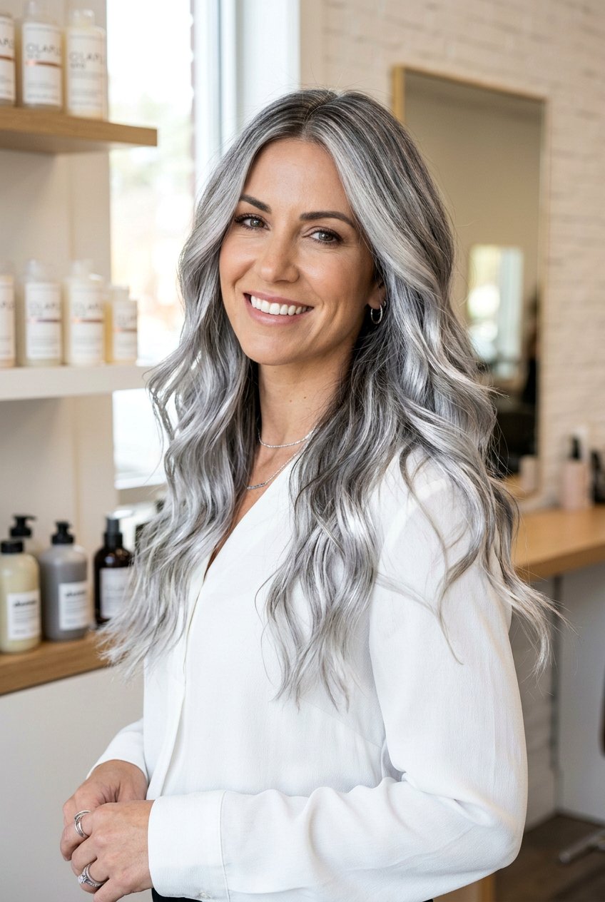 Metallic Silver Balayage for Bold Gray Looks - 20 balayage for gray blending - 20 balayage for gray blending