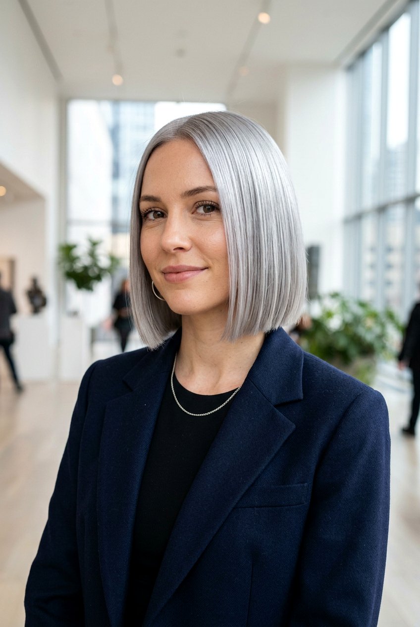 Metallic Silver Bob Haircut - 20 metallic silver hair color - 20 metallic silver hair color
