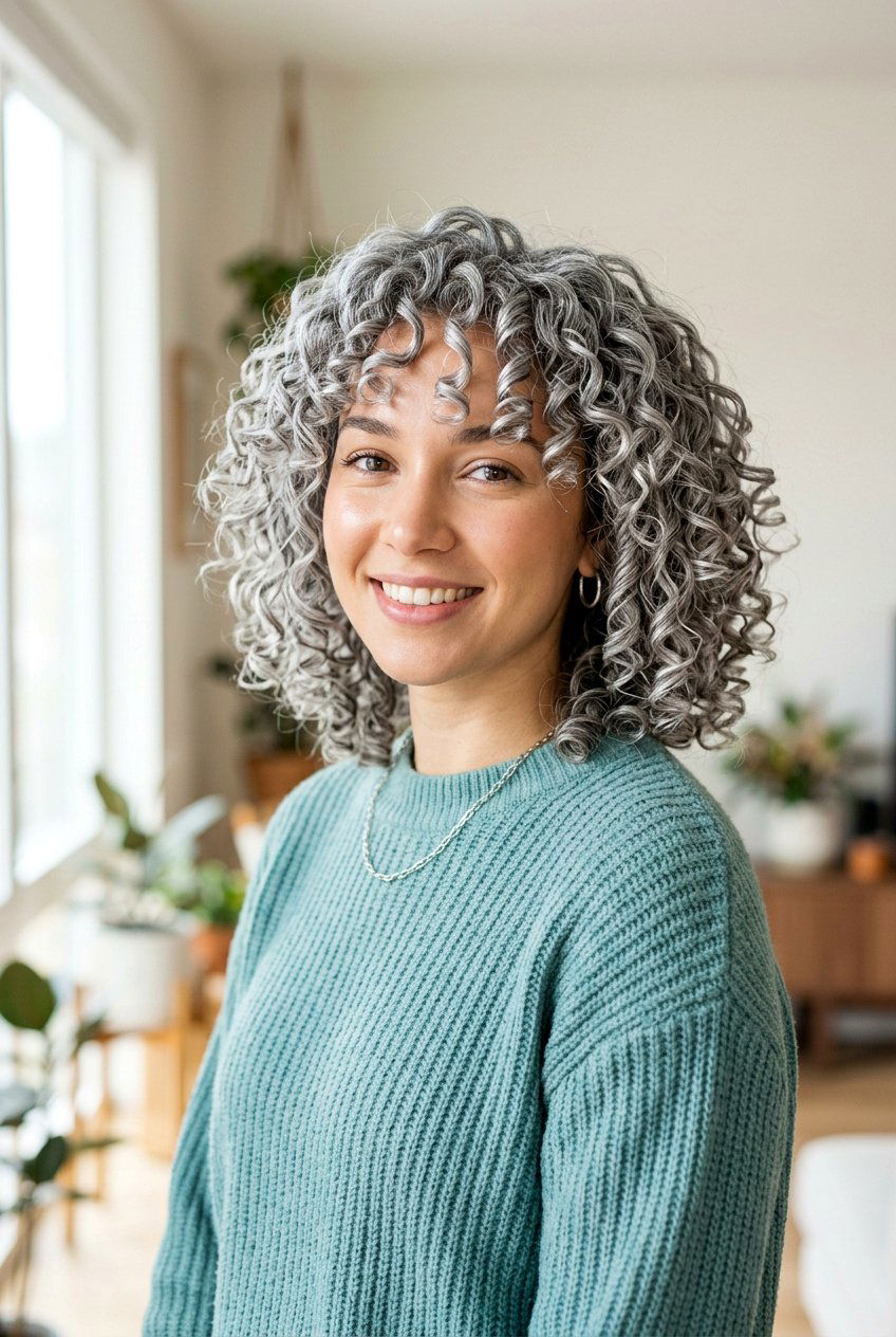 Metallic Silver Curly Bob - 20 metallic silver bob hair color - 20 metallic silver bob hair color