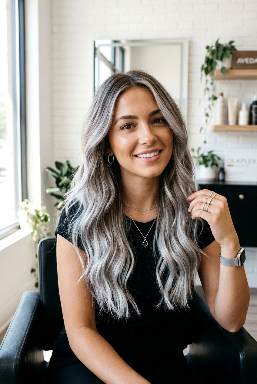 Metallic Silver Foilyage - 20 natural silver streaks blend - 20 natural silver streaks blend