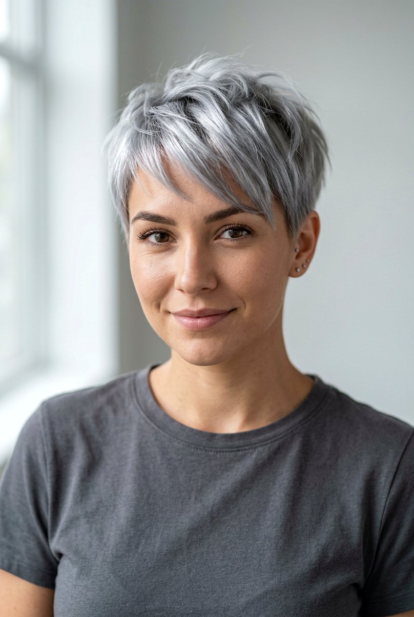 Metallic Silver Hair For Short Hair - 20 metallic silver hair color