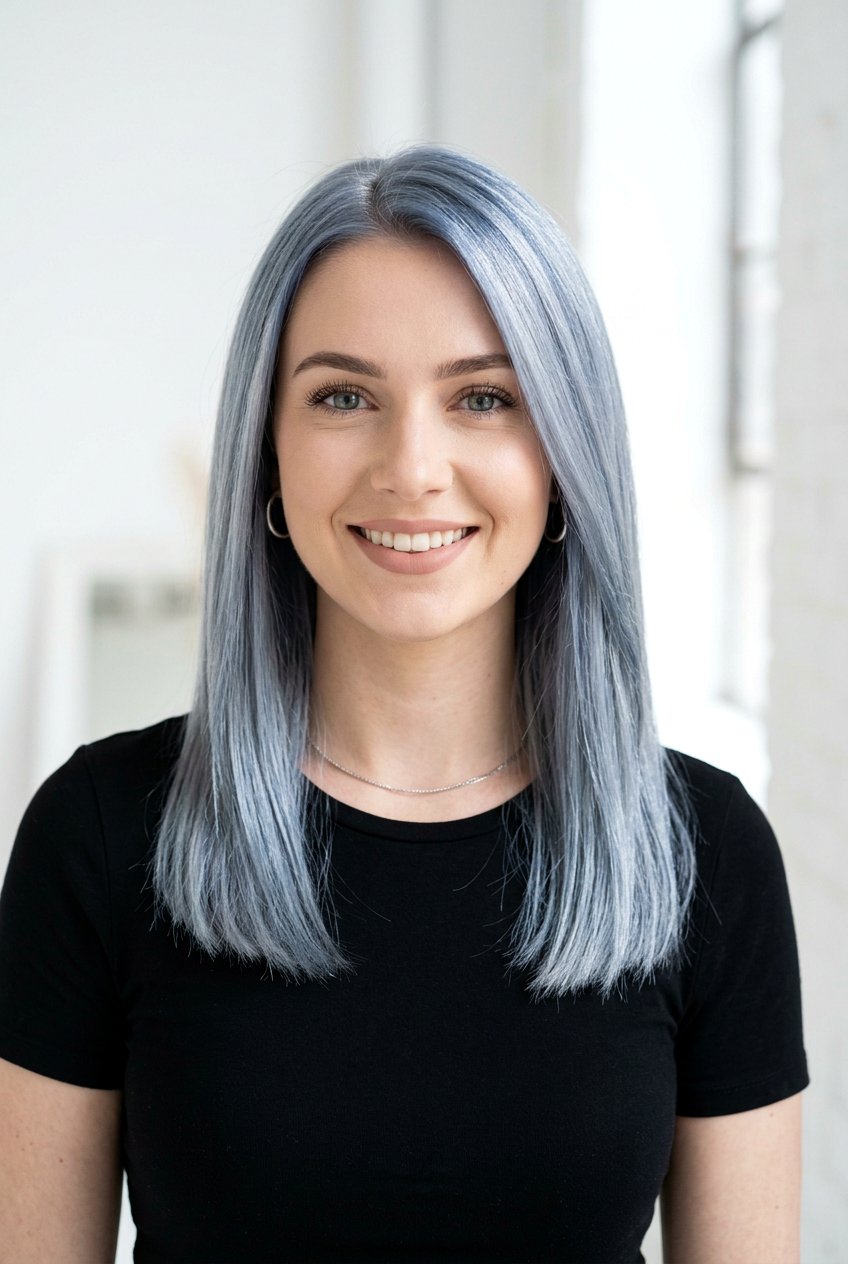 Metallic Silver Hair With Blue Tones - 20 metallic silver hair color - 20 metallic silver hair color