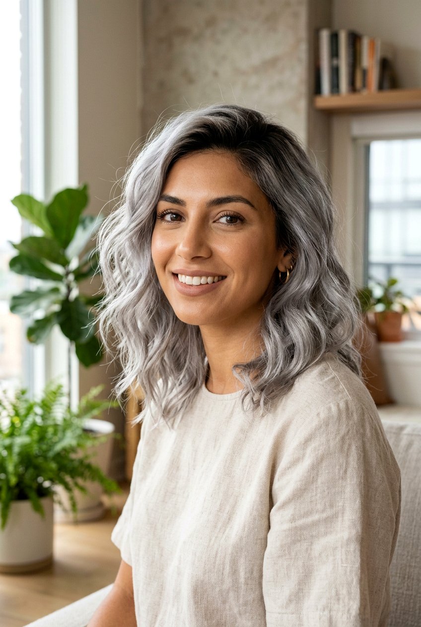 Metallic Silver Hair With Dark Roots - 20 metallic silver hair color - 20 metallic silver hair color