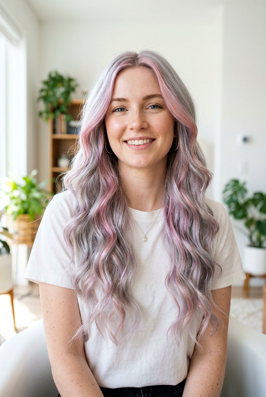 Metallic Silver Hair With Pastel Highlights - 20 metallic silver hair color - 20 metallic silver hair color