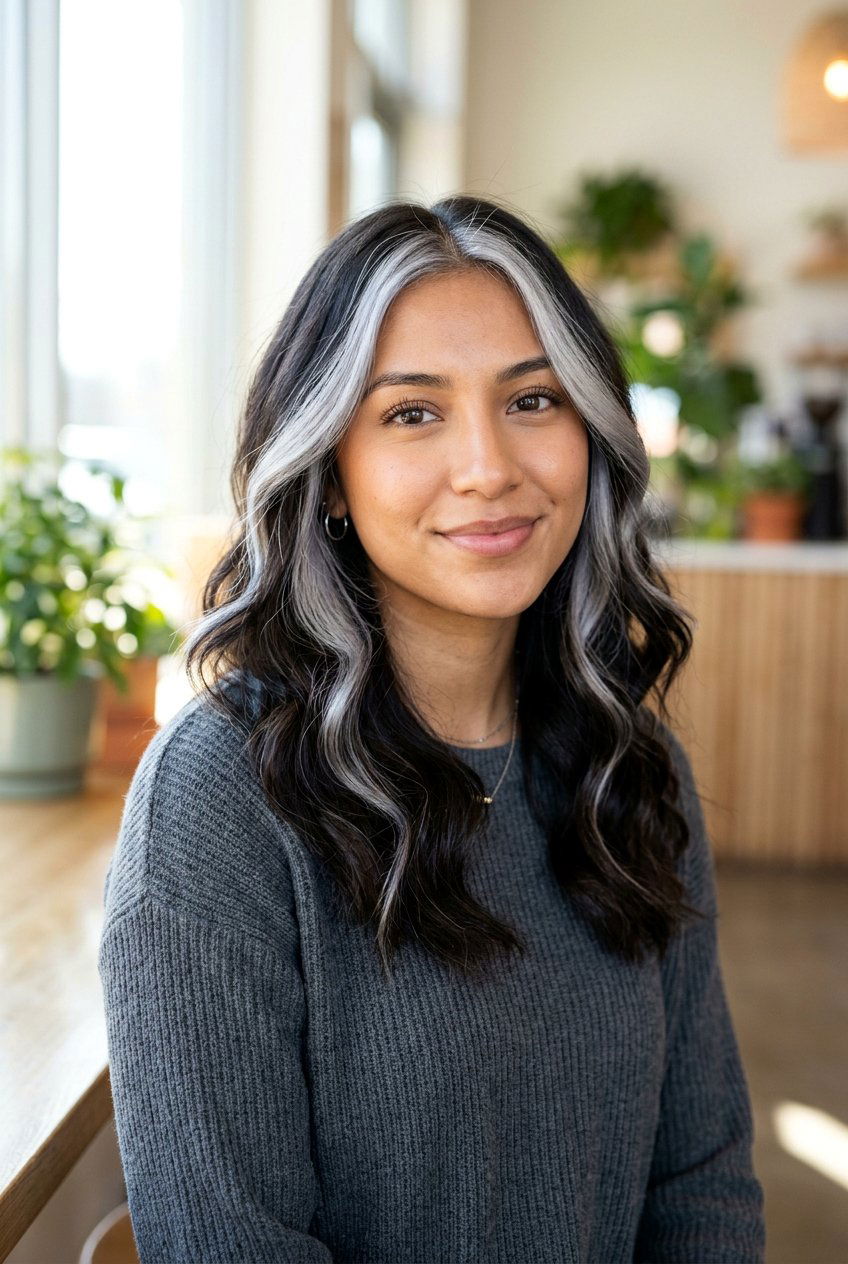 Metallic Silver Money Piece Hair Color - 20 metallic silver hair color - 20 metallic silver hair color