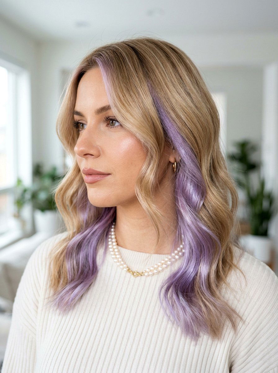 Metallic lavender underlayer on blonde hair - 20 lavender underlayer on blonde hair - 20 lavender underlayer on blonde hair