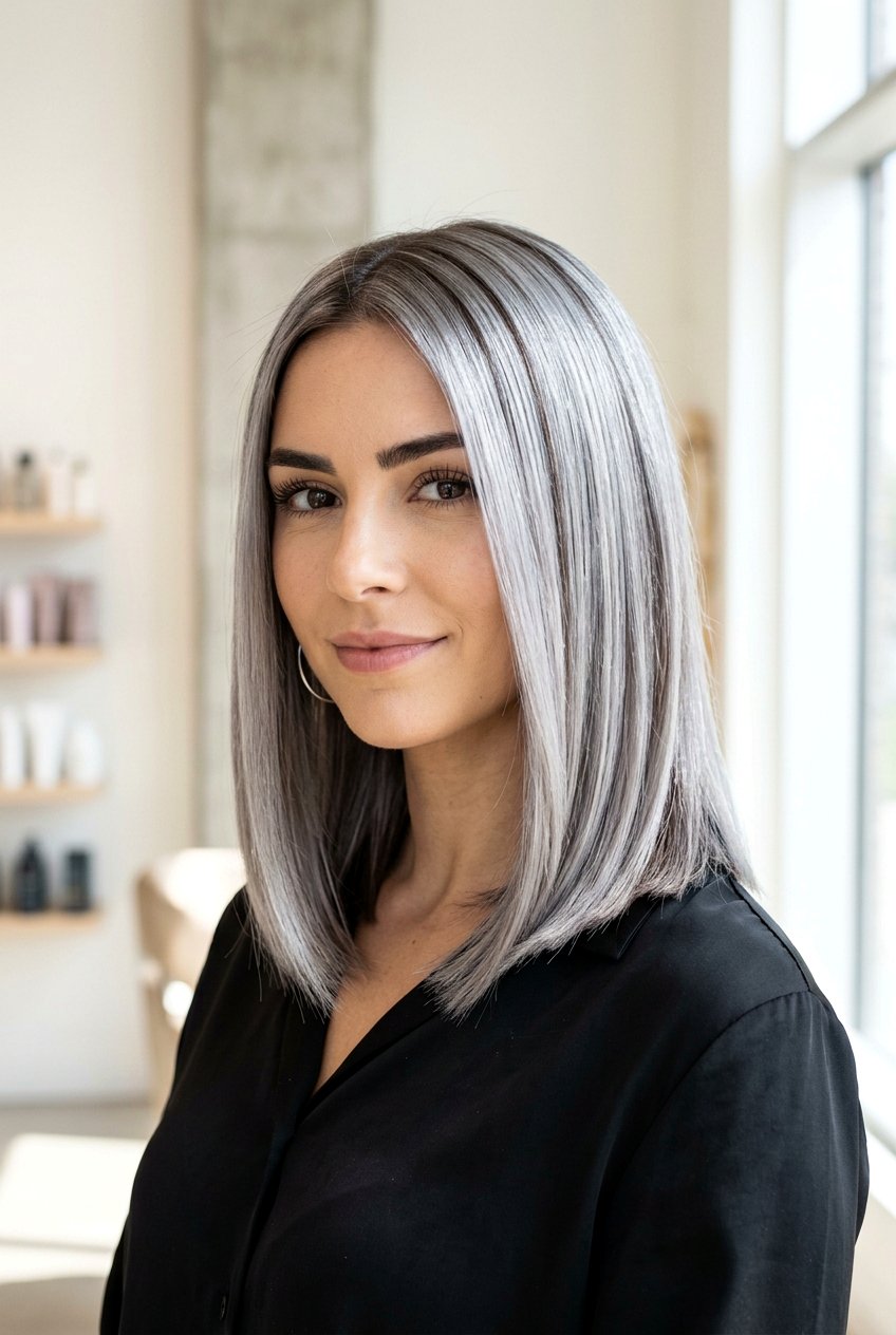 Metallic silver hair dye - 20 salt and pepper hair color ideas - 20 salt and pepper hair color ideas