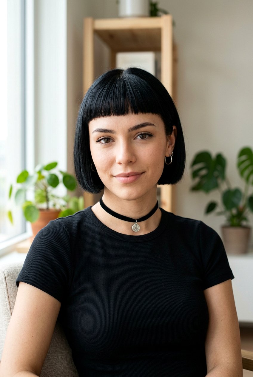 Micro Bang Bob - 20 soft goth bob for women - 20 soft goth bob for women