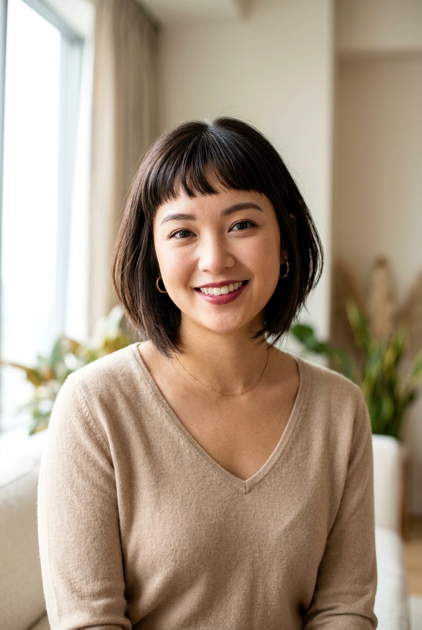 Micro Bangs Bob For Round Face - 20 micro bangs bob haircut - 20 micro bangs bob haircut