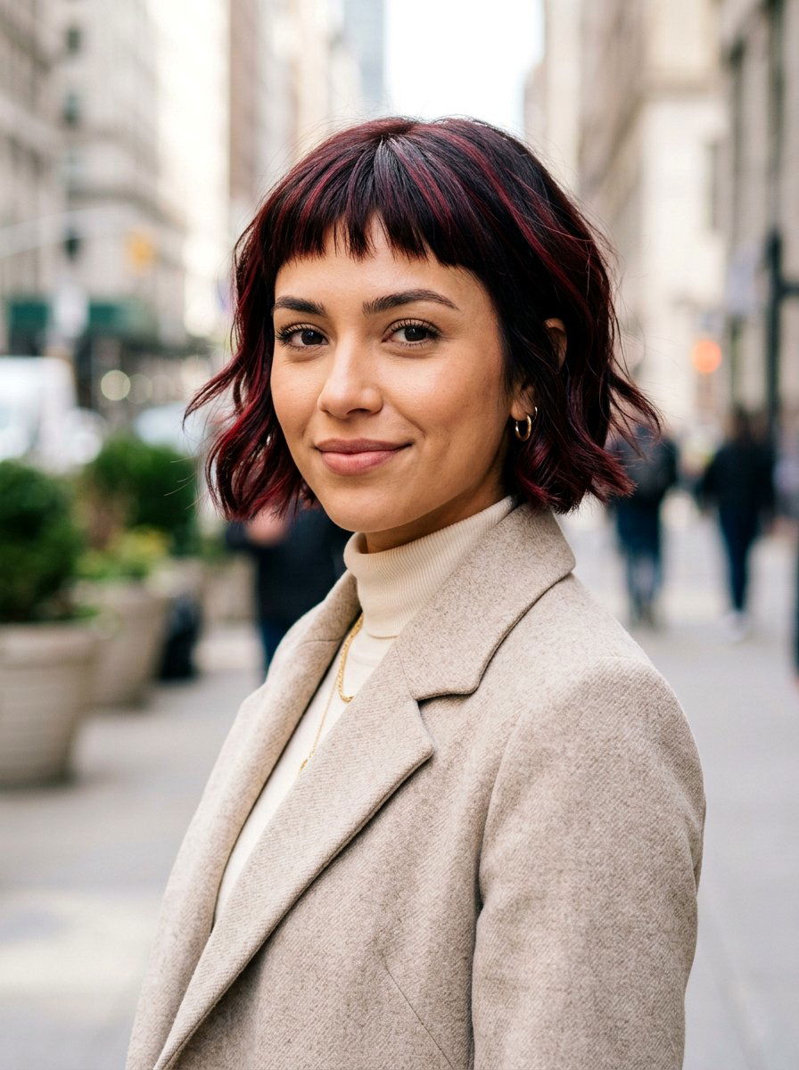 Micro Bangs Bob With Cherry Cola Highlights - 20 winter cherry cola highlights - 20 winter cherry cola highlights