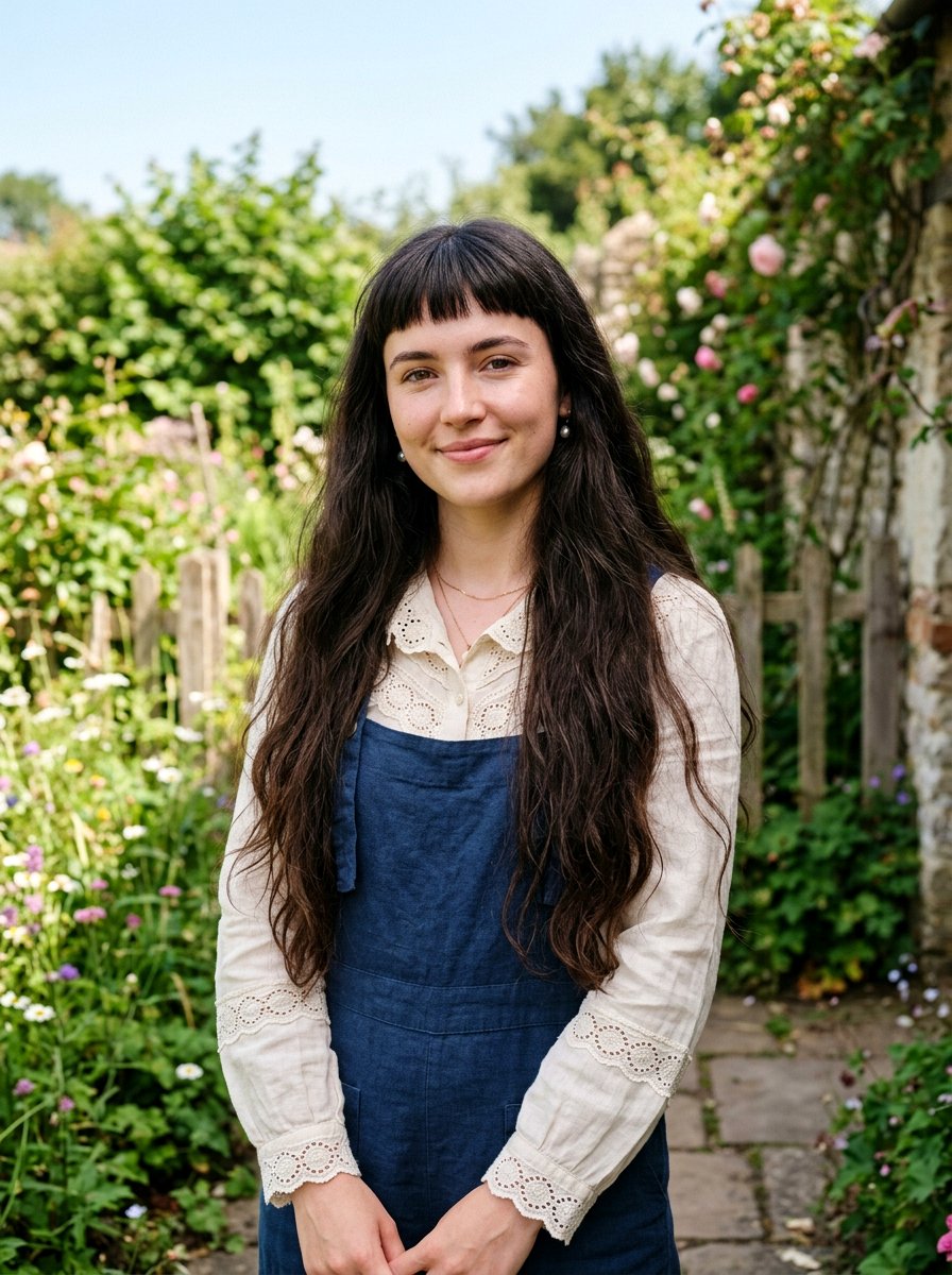 Micro Bangs Long Cottagecore Haircut - 20 cottagecore haircut ideas - 20 cottagecore haircut ideas