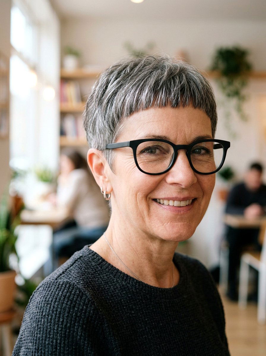 Micro Bangs Pixie Cut - 20 soft cropped pixie for mature women - 20 soft cropped pixie for mature women