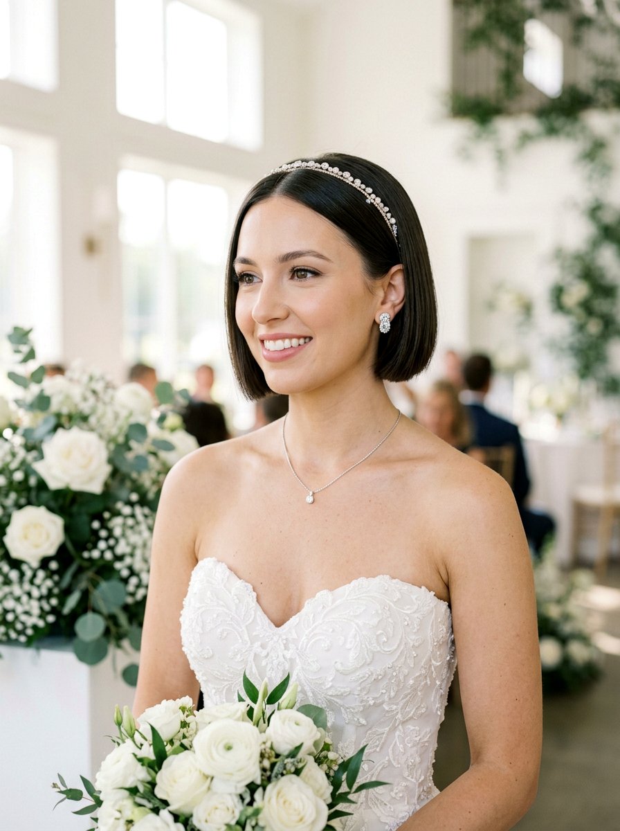 Micro Bob Wedding Look - 20 wedding hairstyles for short bob hair - 20 wedding hairstyles for short bob hair