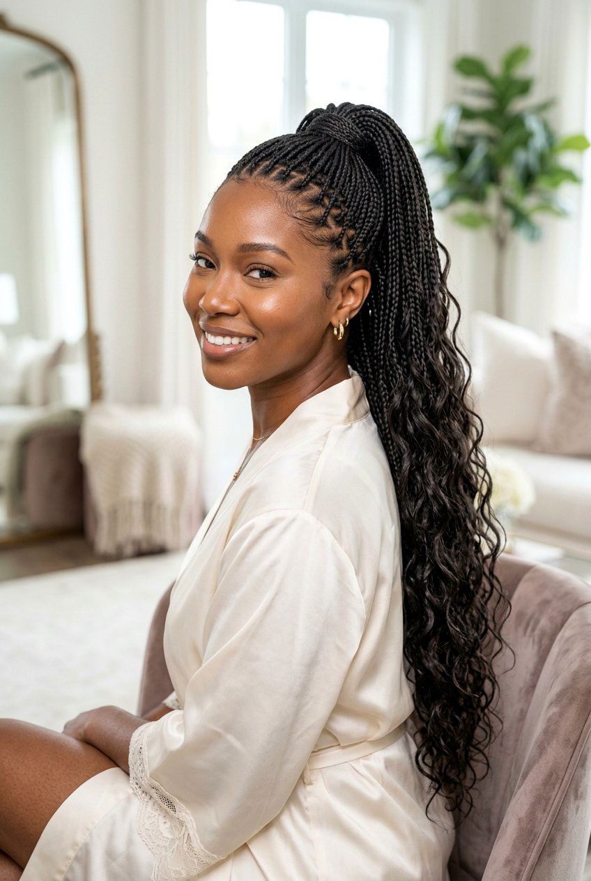 Micro Boho Knotless Braids Ponytail - 20 boho knotless braids ponytail - 20 boho knotless braids ponytail