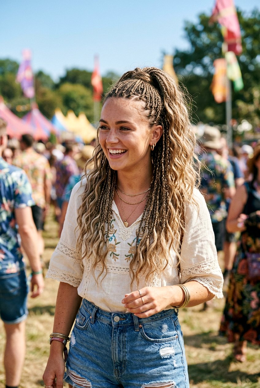 Micro Braid Beach Waves Ponytail - 20 beach waves ponytail hairstyle - 20 beach waves ponytail hairstyle