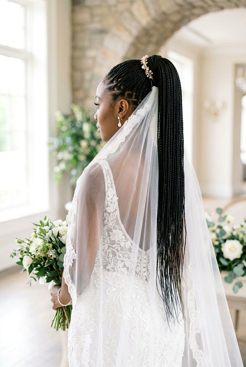 Micro Braid Bridal Ponytail With Veil - 20 bridal braid ponytail with veil - 20 bridal braid ponytail with veil