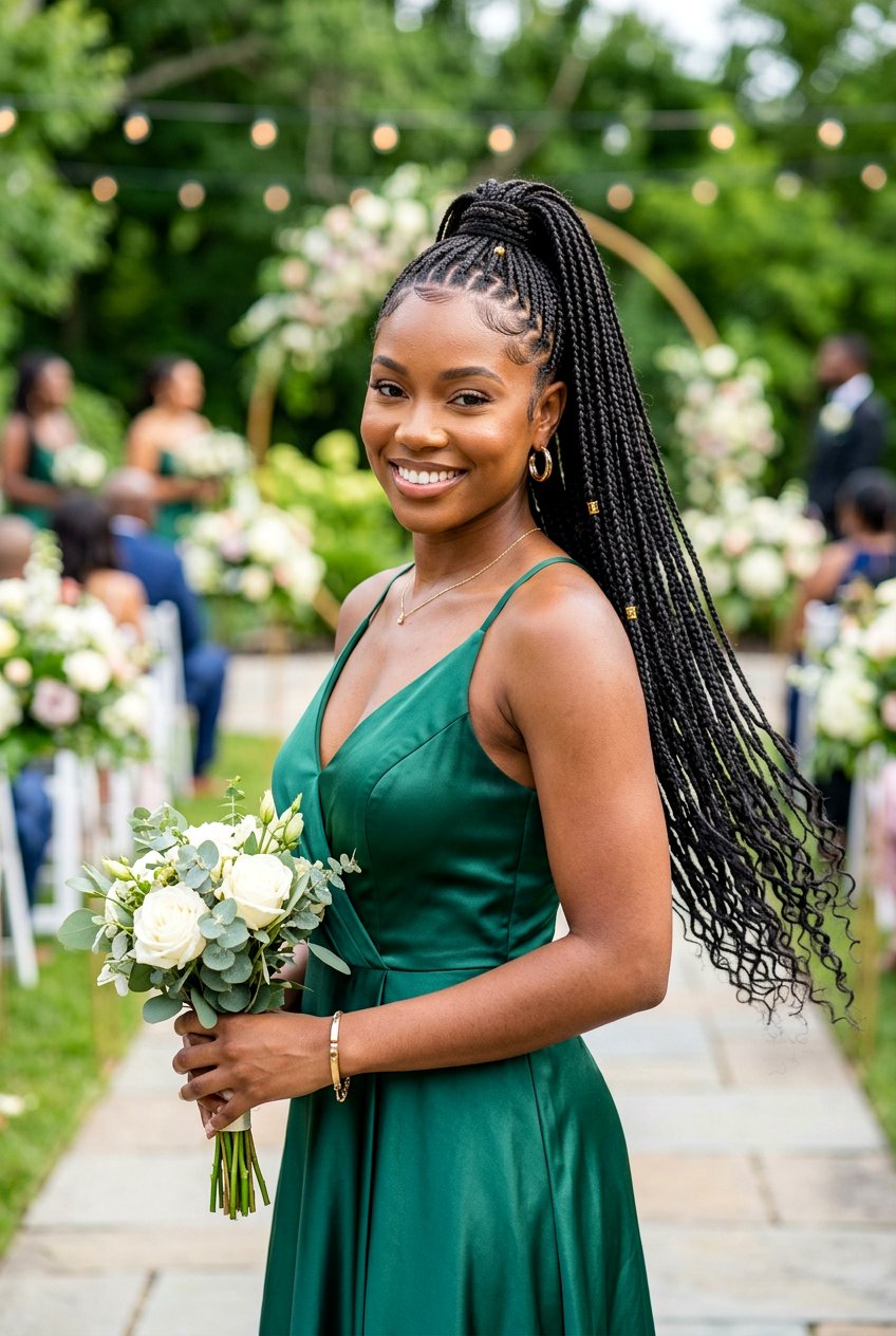 Micro Braid High Ponytail - 20 bridesmaid braid ponytail for black women - 20 bridesmaid braid ponytail for black women