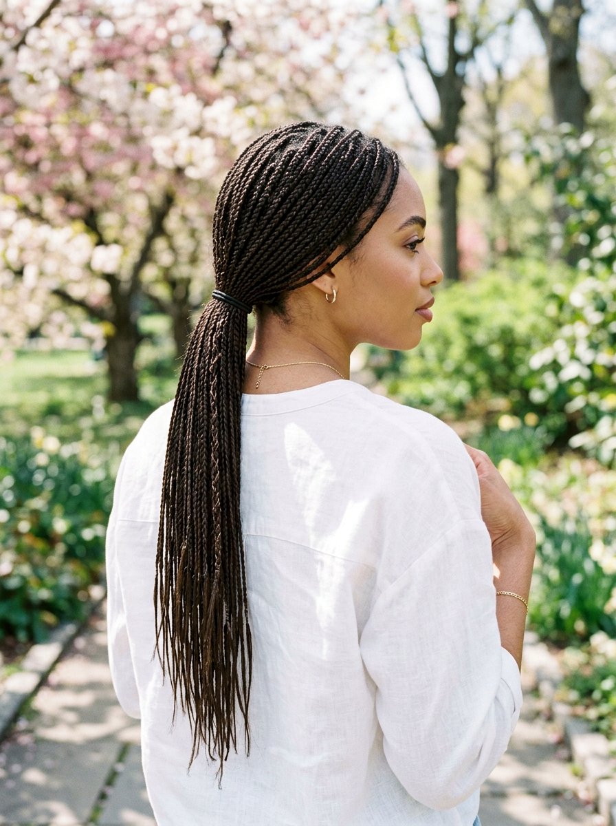 Micro Braid Low Ponytail - 20 classy low ponytail hairstyle ideas - 20 classy low ponytail hairstyle ideas