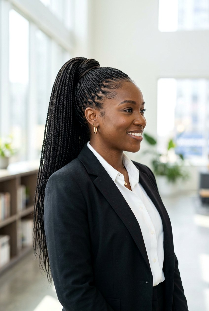 Micro Braid Ponytail - 20 black women office braid ponytail styles - 20 black women office braid ponytail styles