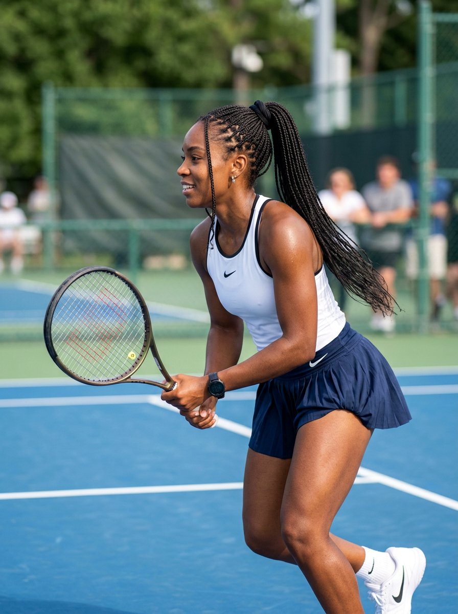 Micro Braid Tennis Ponytail - 20 tennis ponytail with braid - 20 tennis ponytail with braid