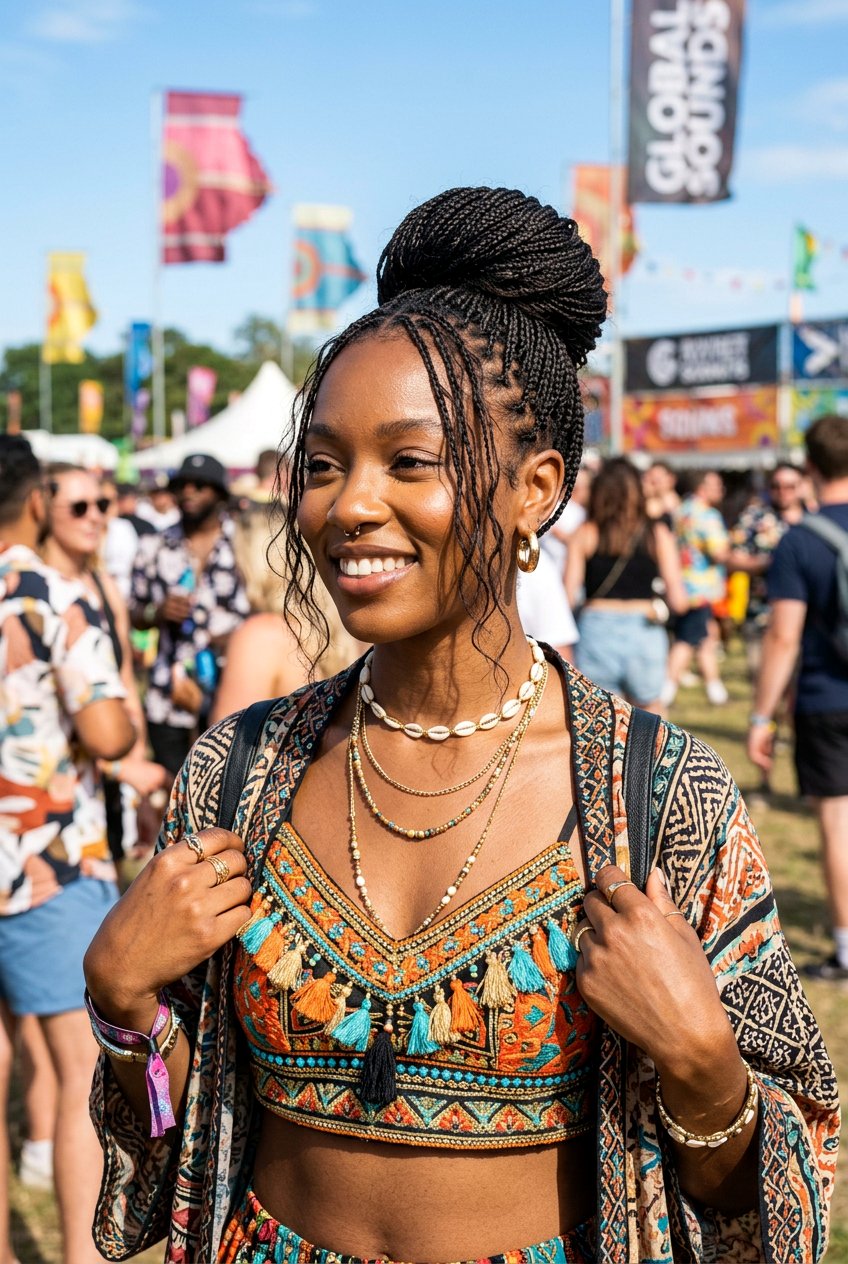 Micro Braided Bun With Wispy Face Framing Pieces - 20 braided bun with face framing strands - 20 braided bun with face framing strands