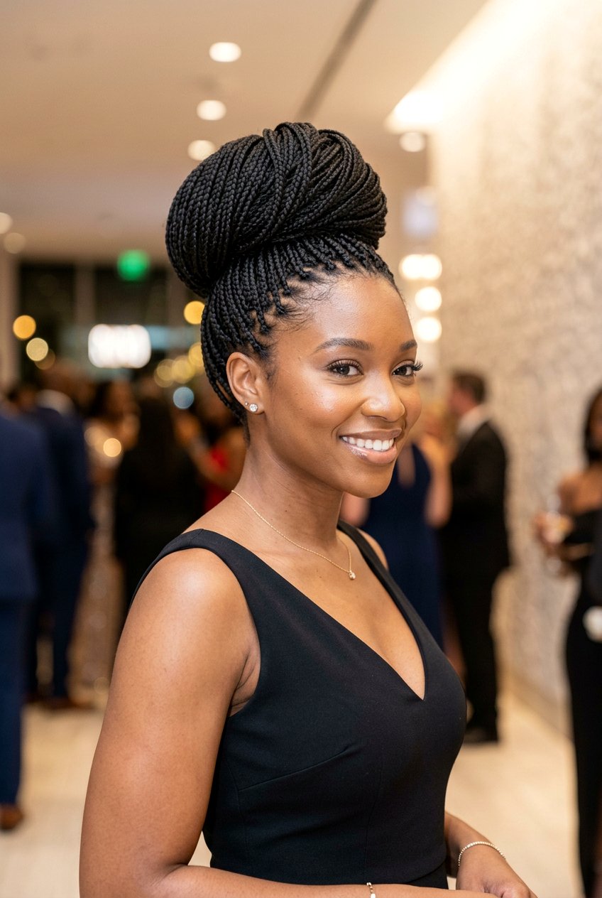 Micro Braided Bun - 20 braided bun for black women - 20 braided bun for black women