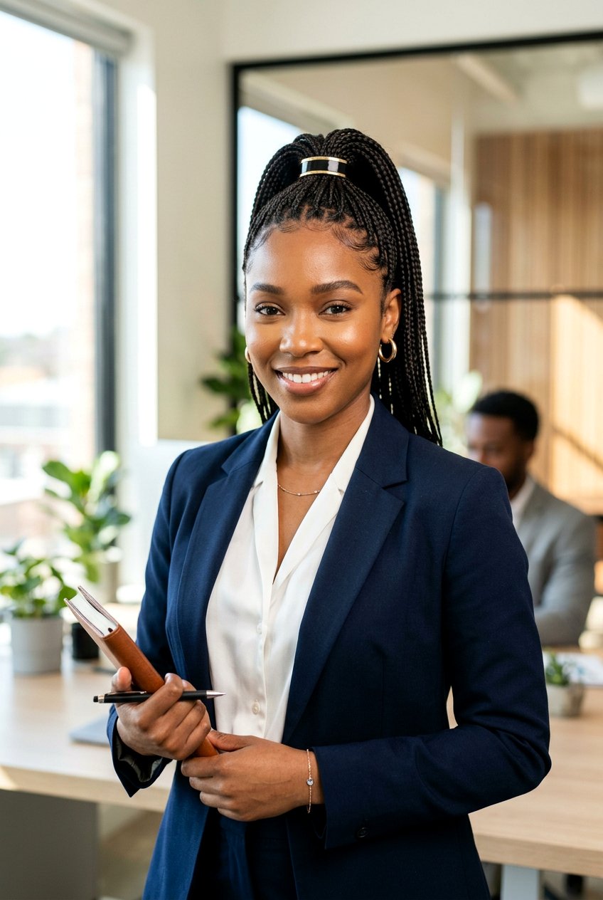 Micro Braided High Ponytail - 20 black women braided ponytail ideas - 20 black women braided ponytail ideas