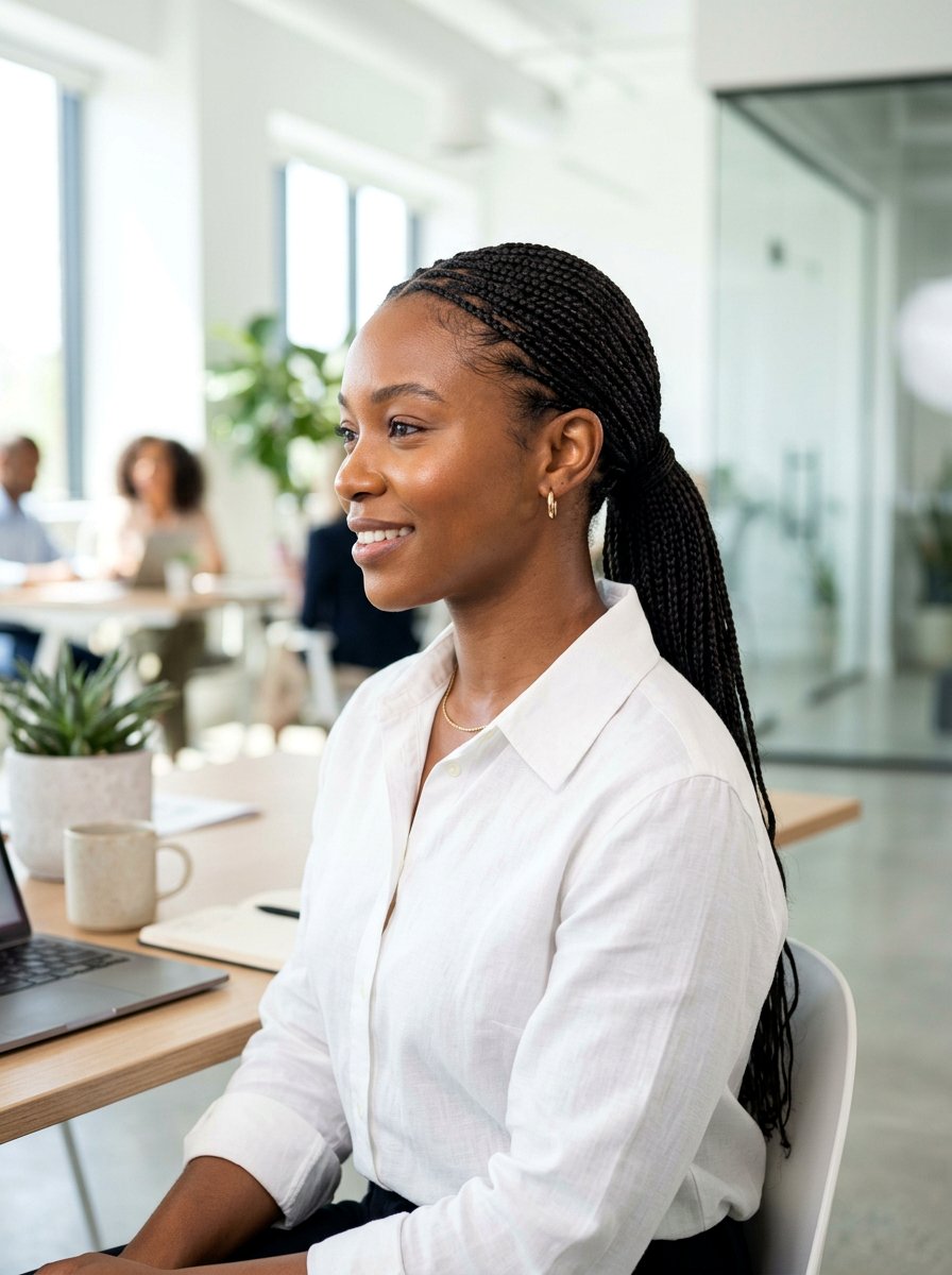 Micro Braided Ponytail Office - 20 office hairstyle for rainy days - 20 office hairstyle for rainy days
