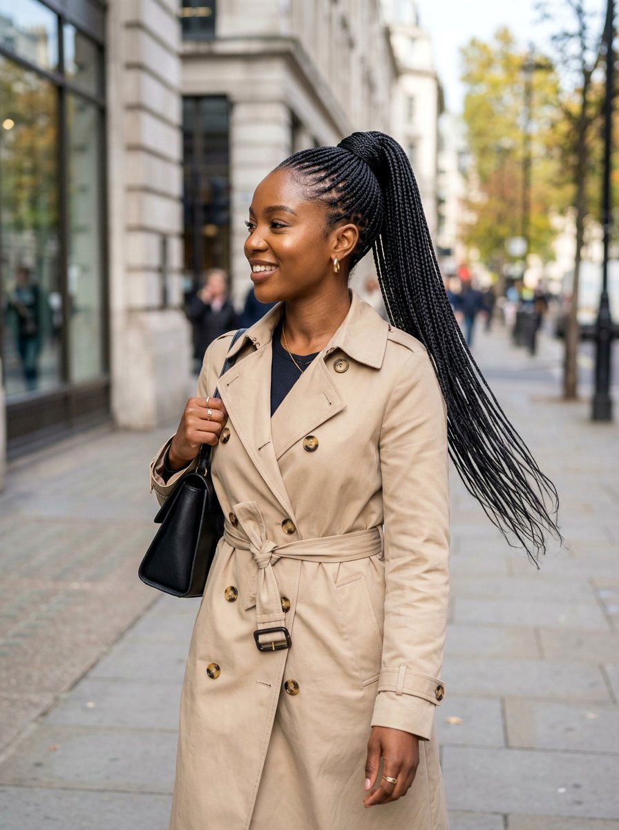 Micro Braided Sleek Ponytail For Black Women - 20 sleek hairstyle for black women ponytail - 20 sleek hairstyle for black women ponytail