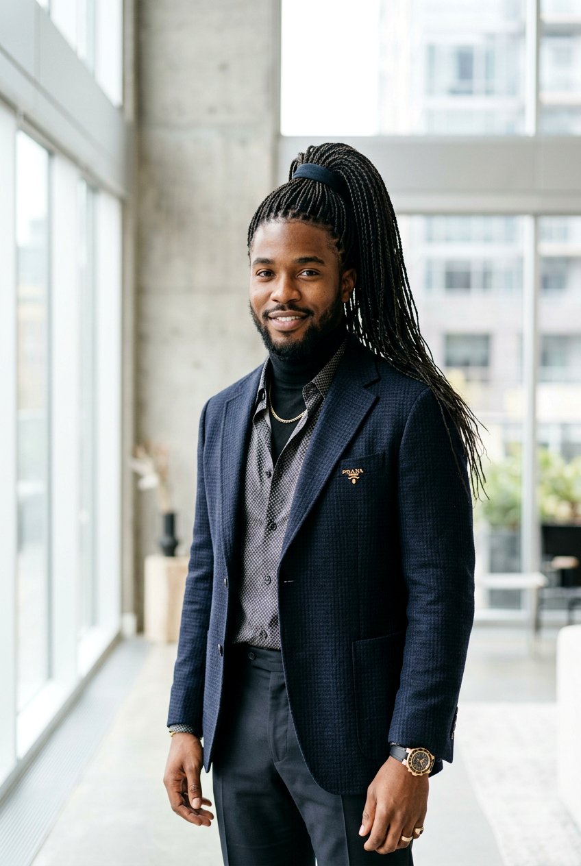 Micro Braids For Men - 20 braided ponytail for men - 20 braided ponytail for men