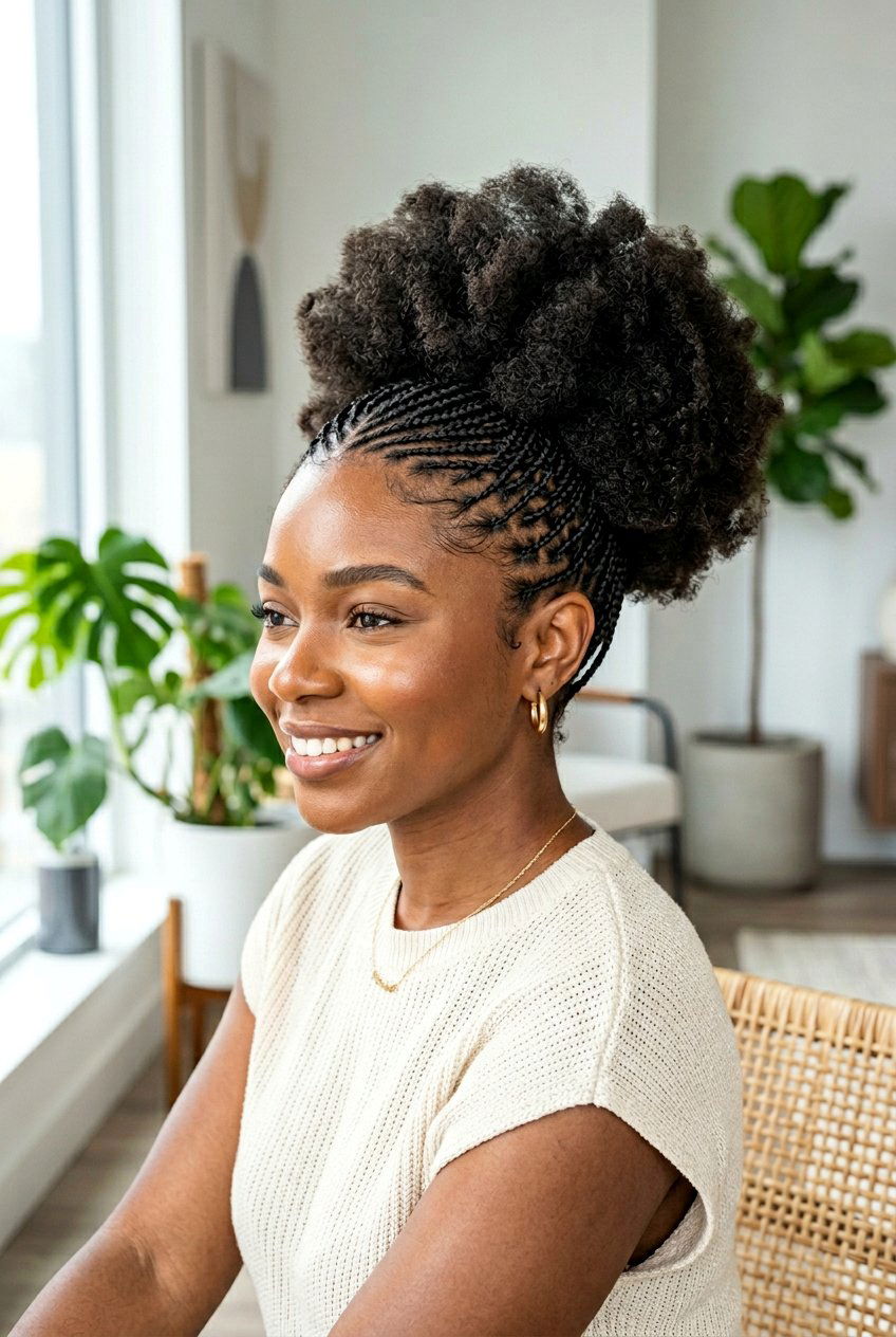 Micro Braids Into Natural Puff - 20 black women natural puff ideas - 20 black women natural puff ideas