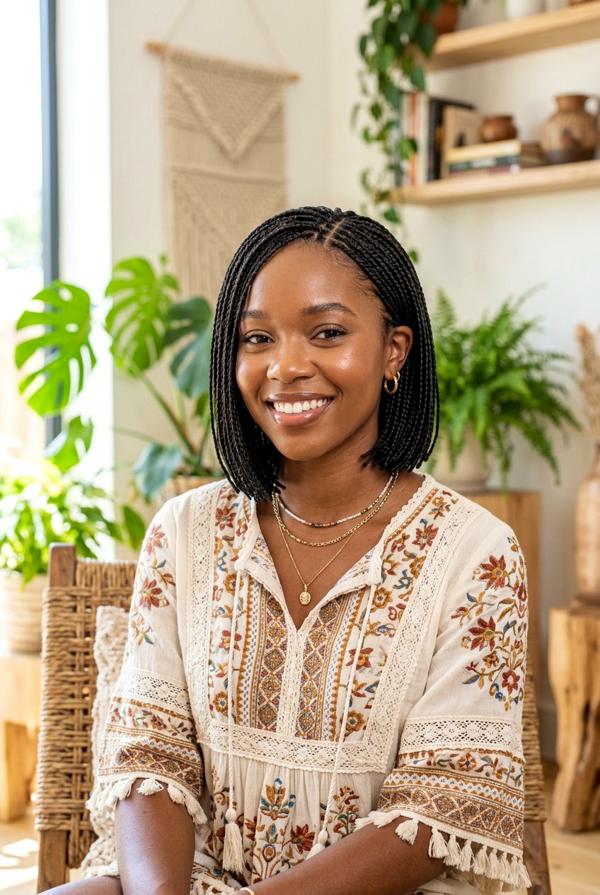 Micro Braids Short Bob - 20 black women mature short haircut ideas - 20 black women mature short haircut ideas