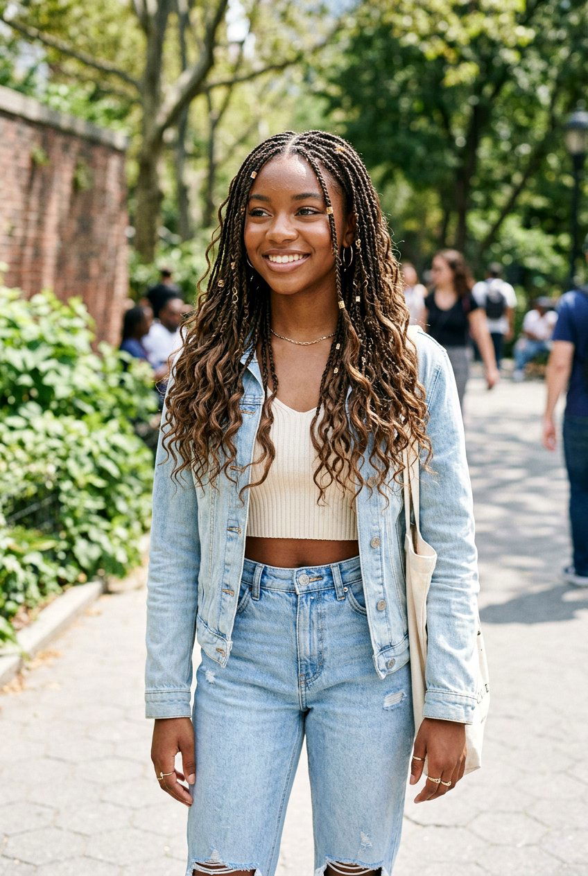 Micro Braids With Loose Waves - 20 birthday hairstyle for teenage girls - 20 birthday hairstyle for teenage girls