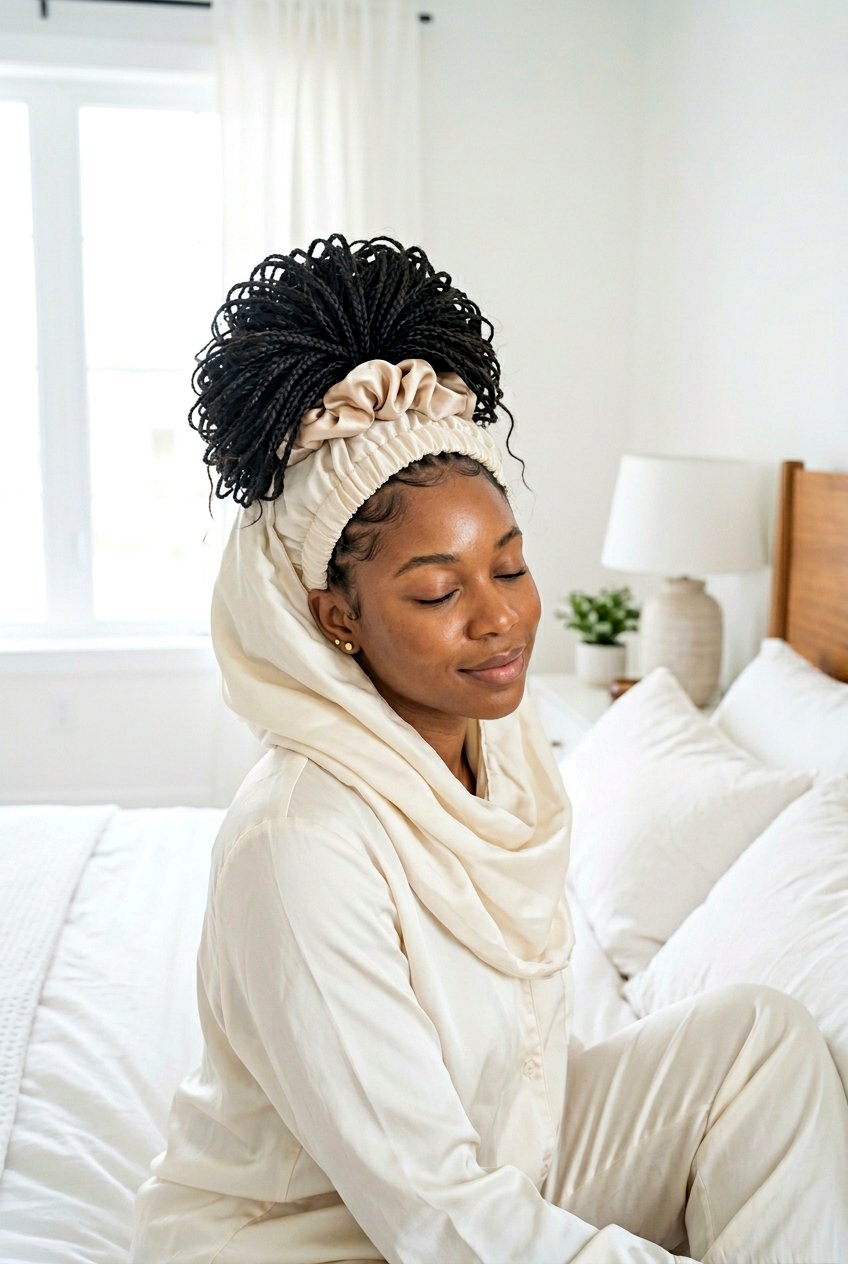 Micro Braids in Loose Crown Pineapple - 20 braided protective styles for sleep - 20 braided protective styles for sleep