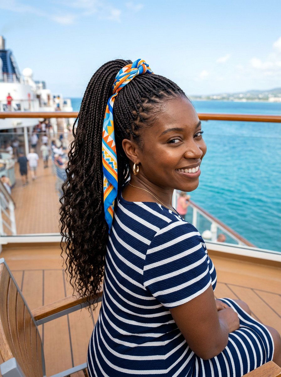Micro Braids into Ponytail for Cruise Vacation - 20 vacation ponytail with braids - 20 vacation ponytail with braids