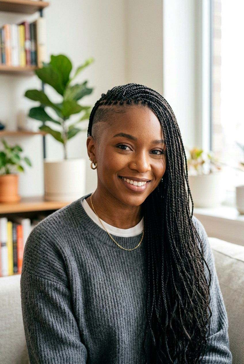 Micro Braids with Shaved Side - 20 braided side shave hairstyle - 20 braided side shave hairstyle